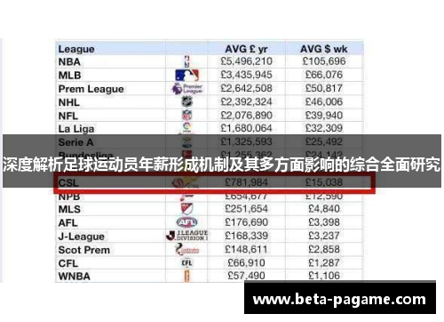 深度解析足球运动员年薪形成机制及其多方面影响的综合全面研究